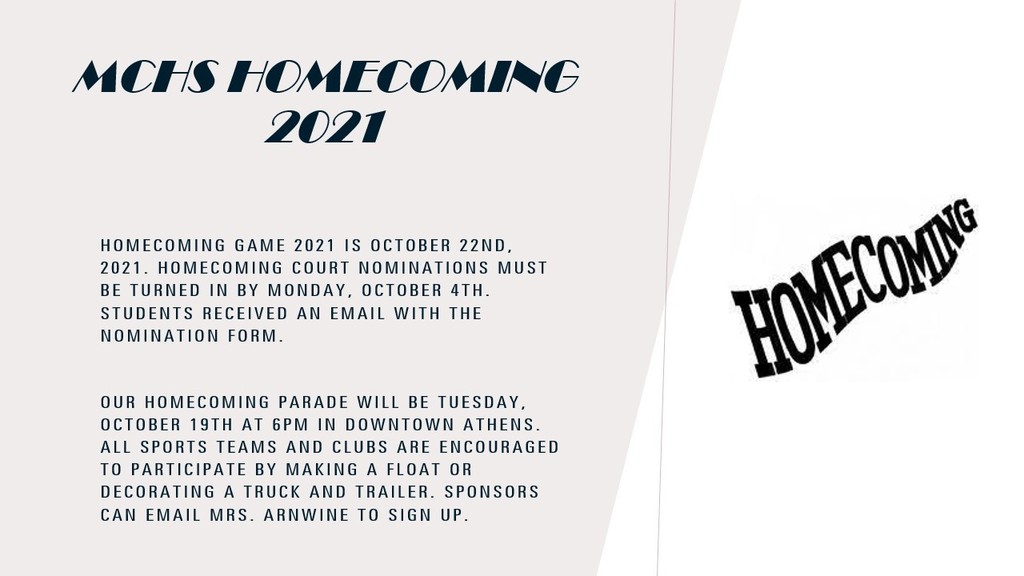 Homecoming 2021 Information!