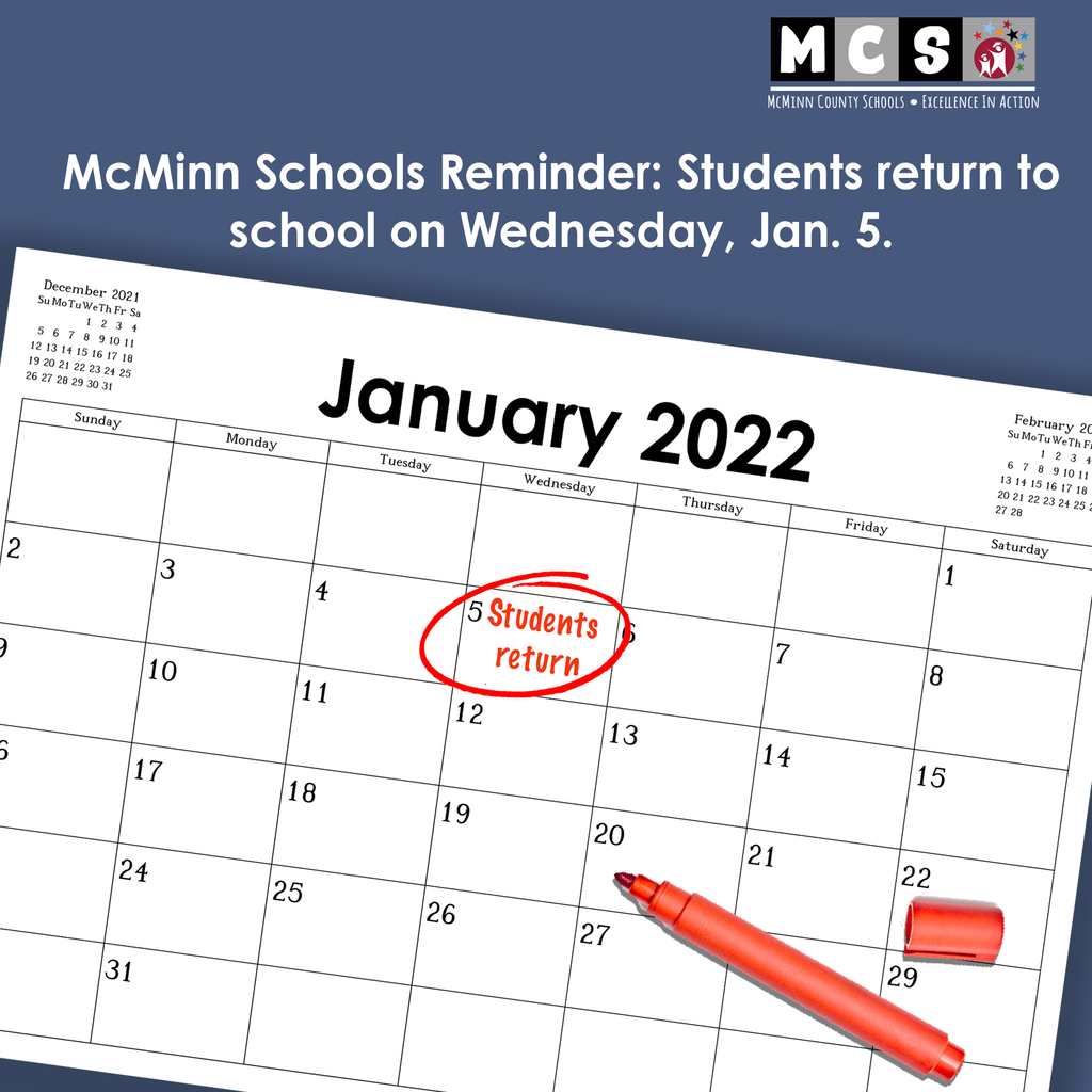Students return Jan 5, 2022