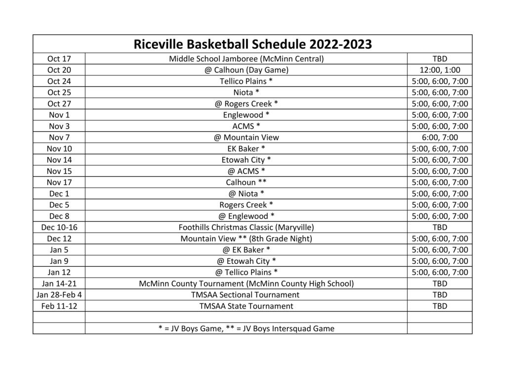 RES bball schedule